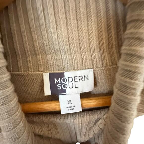 5 for $40 SALE! Modern Soul Tan Mock Turtle Neck Xtra Long Sweater sz XL - Picture 3 of 13